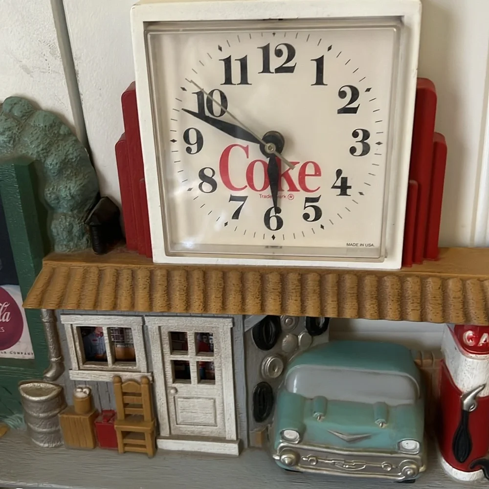 Vintage 90s Coca-Cola Gas Station Billboard Wall Clock